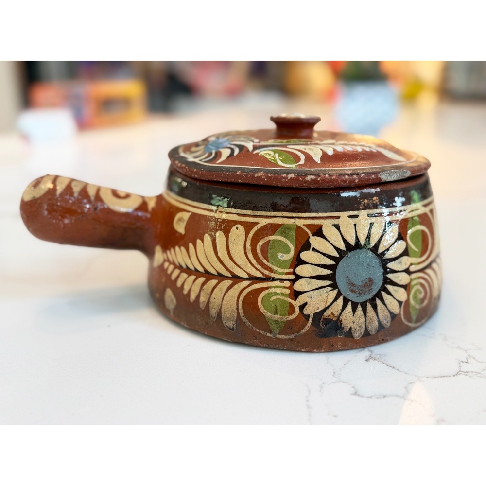 Vintage Mexican‎ Tlaquepaque Redware Pottery Lidded Pot Casserole Dish Mexico